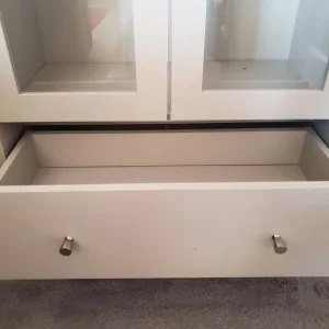 Grey cabinet with glass doors - Image 2