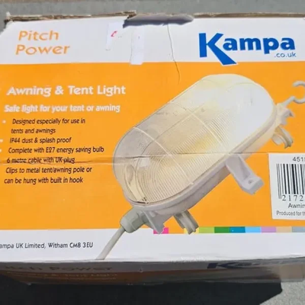 Kampa Bulkhead Style Light 6m Cable with Switch