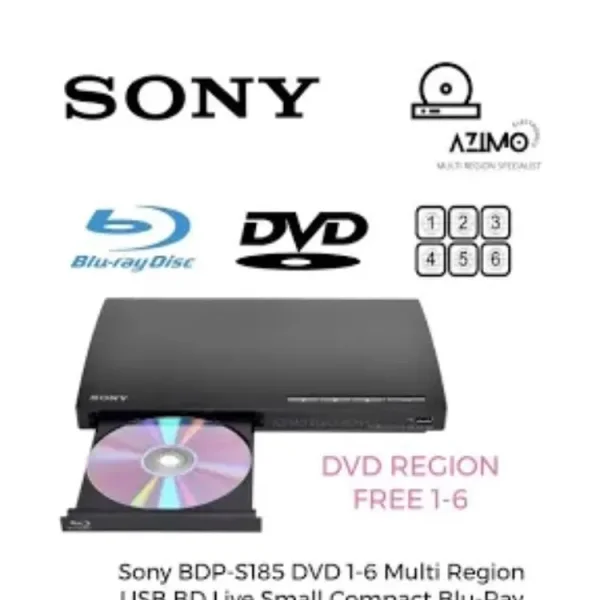 Sony BD-P185 blue ray player with HDMI, USB, and remote