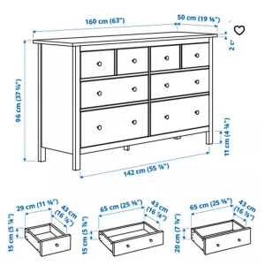 Chest of 8 Drawers - IKEA Hemnes, Black-Brown - Image 3