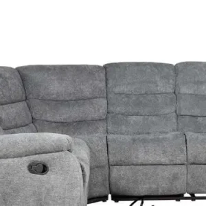 Riley corner sofa brown leather, dark grey, grey fabric - Image 2