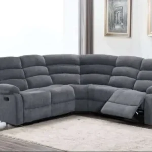 Riley corner sofa brown leather, dark grey, grey fabric - Image 8