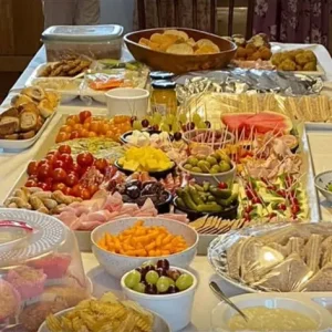 Large Buffet Tray with Wood Effect Glass Top - Image 3