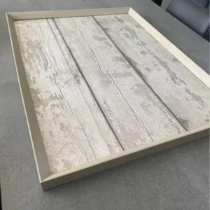 Large Buffet Tray with Wood Effect Glass Top