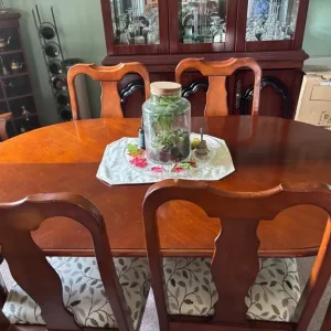 Solid wood dining table and 6 chairs