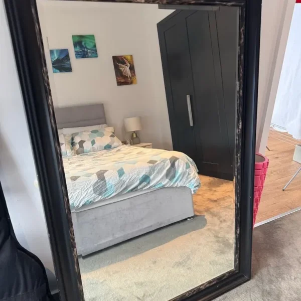 Stylish Black Wooden Wall Mirror