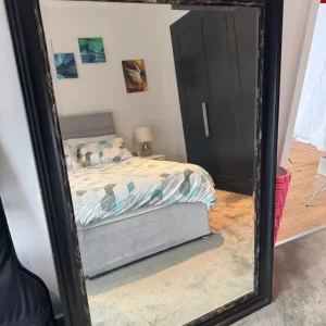 Stylish Black Wooden Wall Mirror