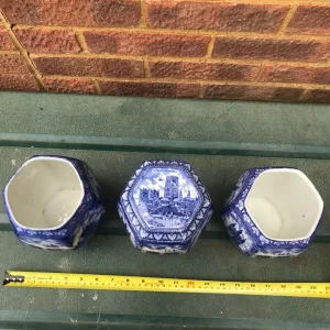Ringtons LTD. Maling ware Blue & white Storage Jar and two vases - Image 2
