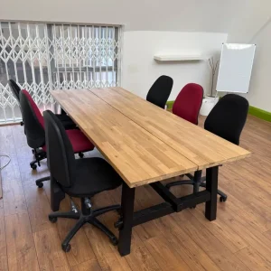 IKEA SKOGSTA Dining or Office Table with 6 Chairs, Acacia/Black - Image 2