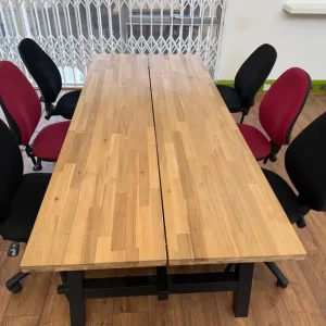 IKEA SKOGSTA Dining or Office Table with 6 Chairs, Acacia/Black - Image 4