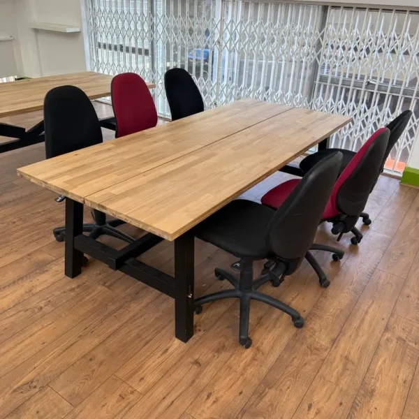 IKEA SKOGSTA Dining or Office Table with 6 Chairs, Acacia/Black