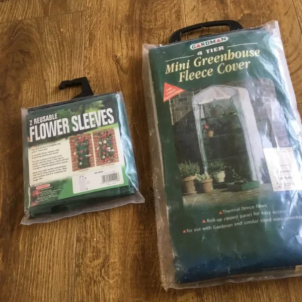 mini greenhouse fleece cover and two reusable flower sleeves