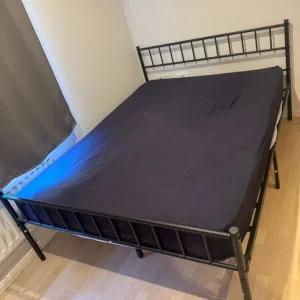 Black Metal Double Bed Frame with Mattress