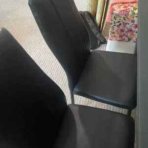 Glass dining table with six chairs