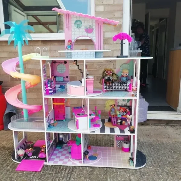 large wooden LOL dolls house with accessories