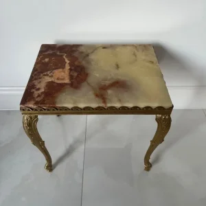 Vintage Onyx and Marble Nest of Tables with Brass Details - Image 4