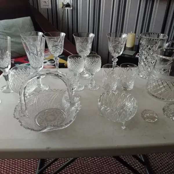 Mixed box of Cut and Pressed Glassware