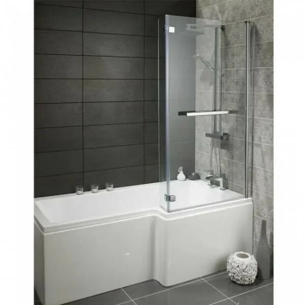 Complete (L) Shape Bath with Front Panel and Shower Screen
