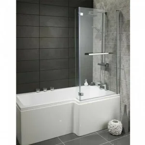 Complete (L) Shape Bath with Front Panel and Shower Screen