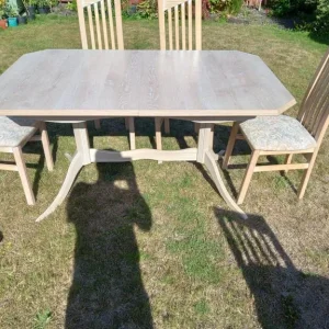 Limed oak extending dining table and 6 chairs - Image 2