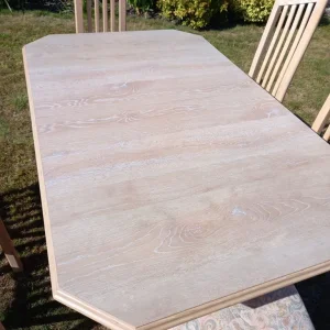 Limed oak extending dining table and 6 chairs - Image 6