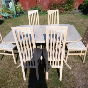 Limed oak extending dining table and 6 chairs - Image 8