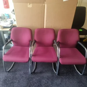 Set of 3 Red Stacking Office Chairs - Image 2