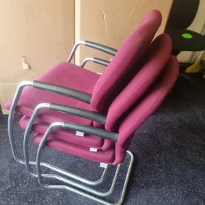 Set of 3 Red Stacking Office Chairs - Image 4