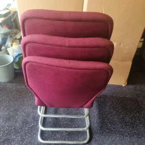 Set of 3 Red Stacking Office Chairs - Image 5