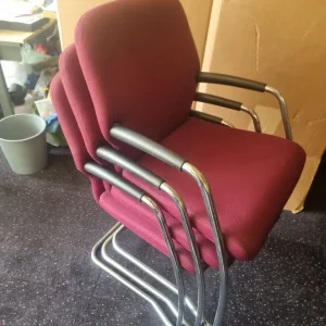 Set of 3 Red Stacking Office Chairs - Image 6
