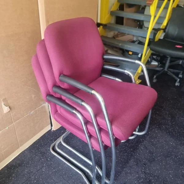 Set of 3 Red Stacking Office Chairs