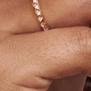 Rose gold Pandora pyramid ring with cubic zirconia studs - Image 2