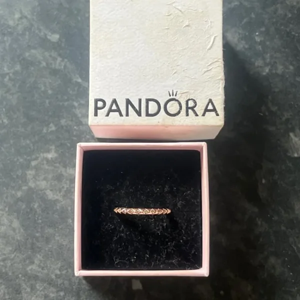 Rose gold Pandora pyramid ring with cubic zirconia studs