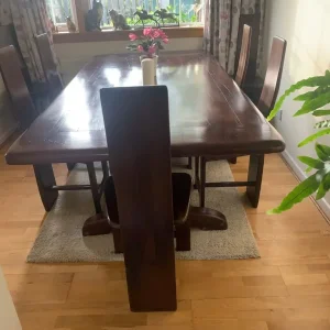 Teak dining table with eight chairs - Image 8