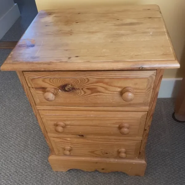 Rustic pine bedside table