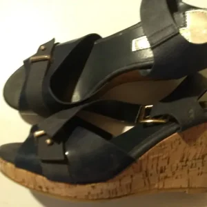 Strappy cork wedge heels