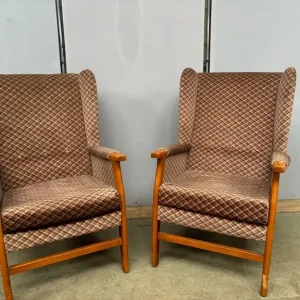 Pair of mid century wing back arm chairs