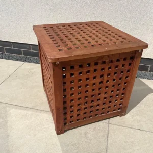 IKEA HOL Wood Lattice Storage Side Table 50x50x50cm - Image 3