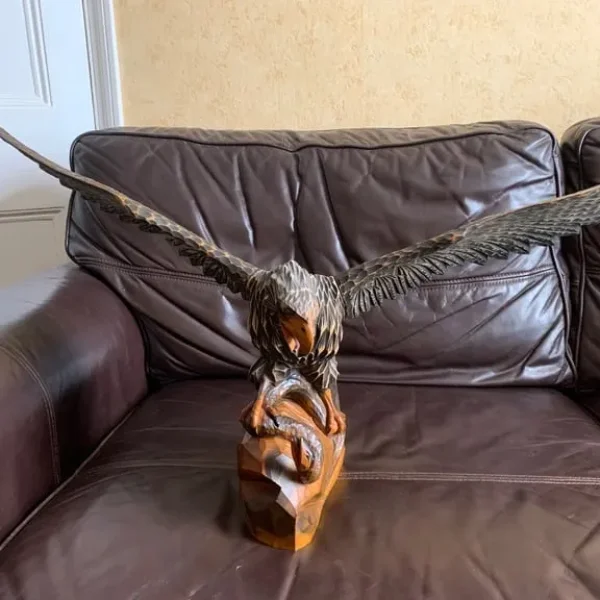 Hand crafted wooden eagle ornament from the 1960s/70s
