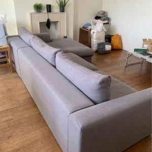 Large light gray chaise sofa - Image 2