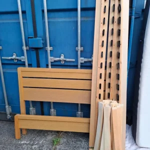 Double oak bed with mattress - Image 3