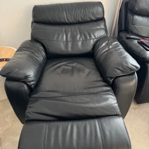 Black leather power recliner suite - Image 5