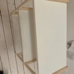 3-Tier White Metal and Wood Shelf - Image 2
