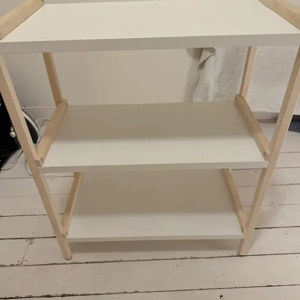 3-Tier White Metal and Wood Shelf
