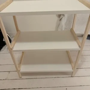 3-Tier White Metal and Wood Shelf