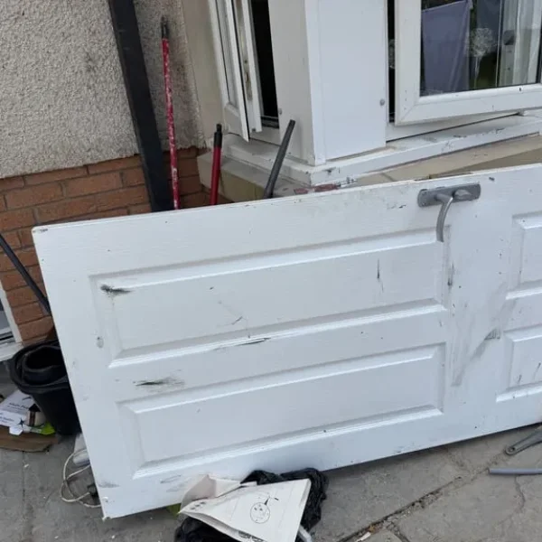 White door with lock