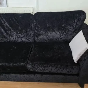 DFS Black Crushed Velvet Sofas 3+2 Seater - Image 3