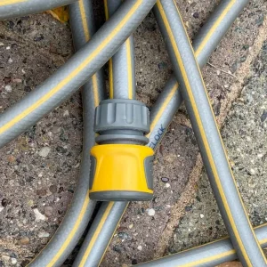 40 meter grey yellow Hozelock garden hose with fittings both ends - Image 3