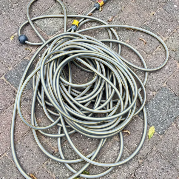40 meter grey yellow Hozelock garden hose with fittings both ends