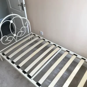 Period metal single bedstead in antique cream